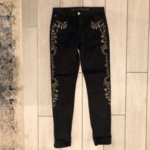 Marchesa Gold Embroidered Jeans